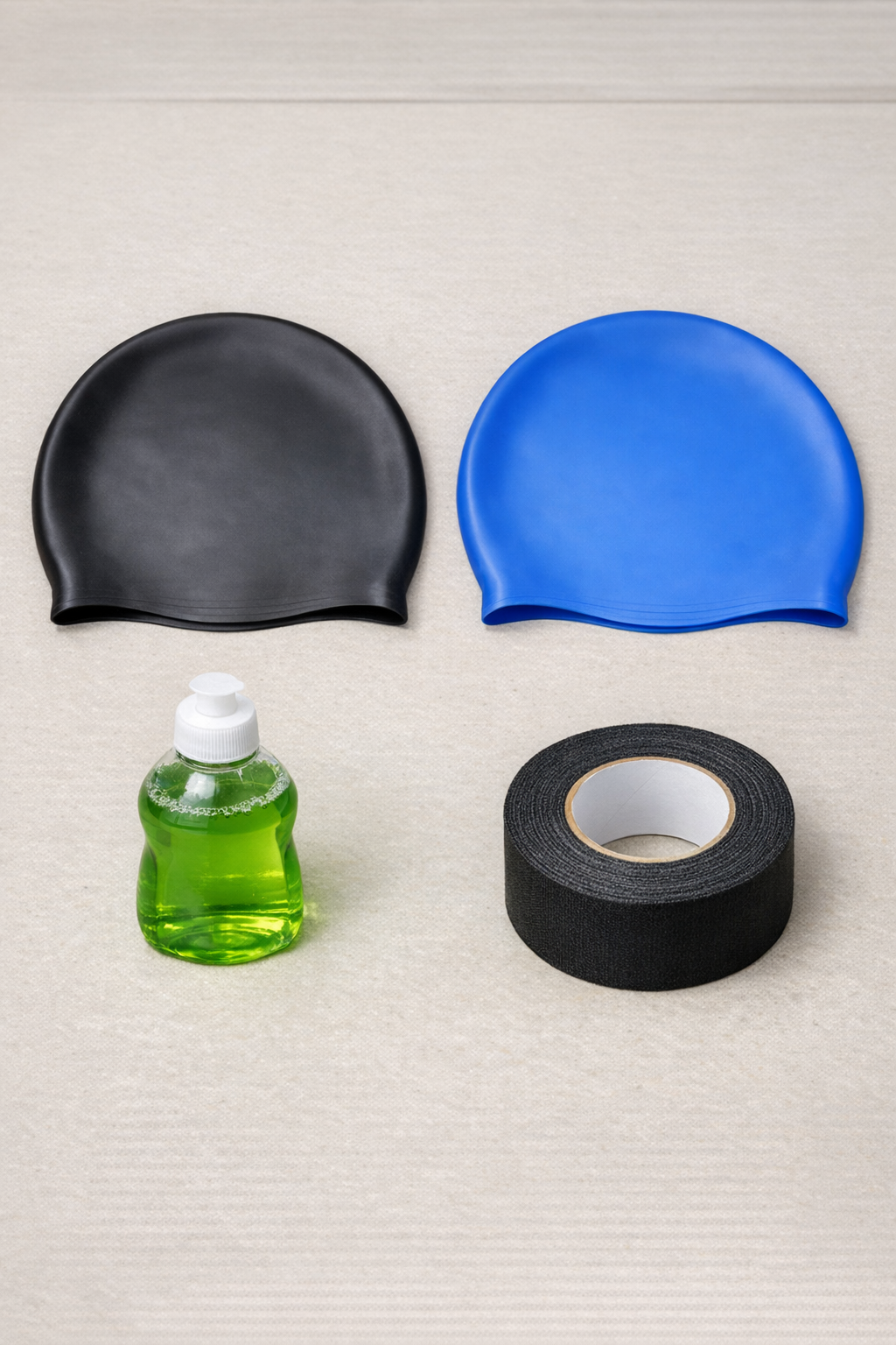Materials for making rubber garden tool grips laid out on a work surface
