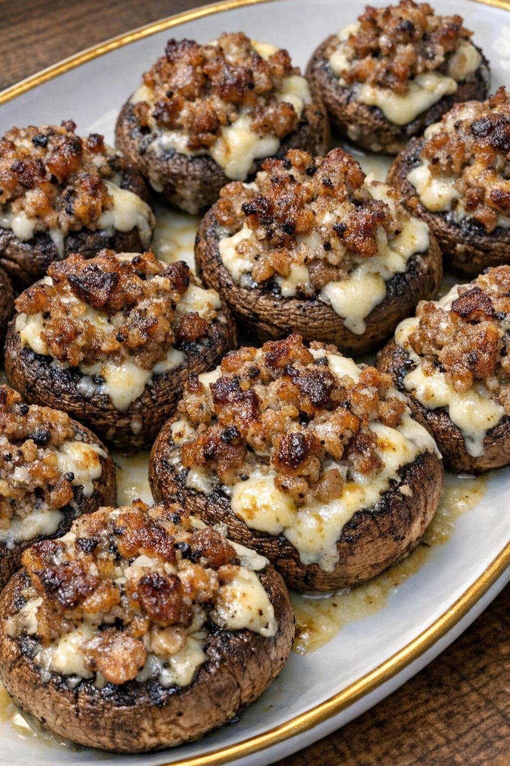 Stuffed mushrooms with sausage and cream cheese