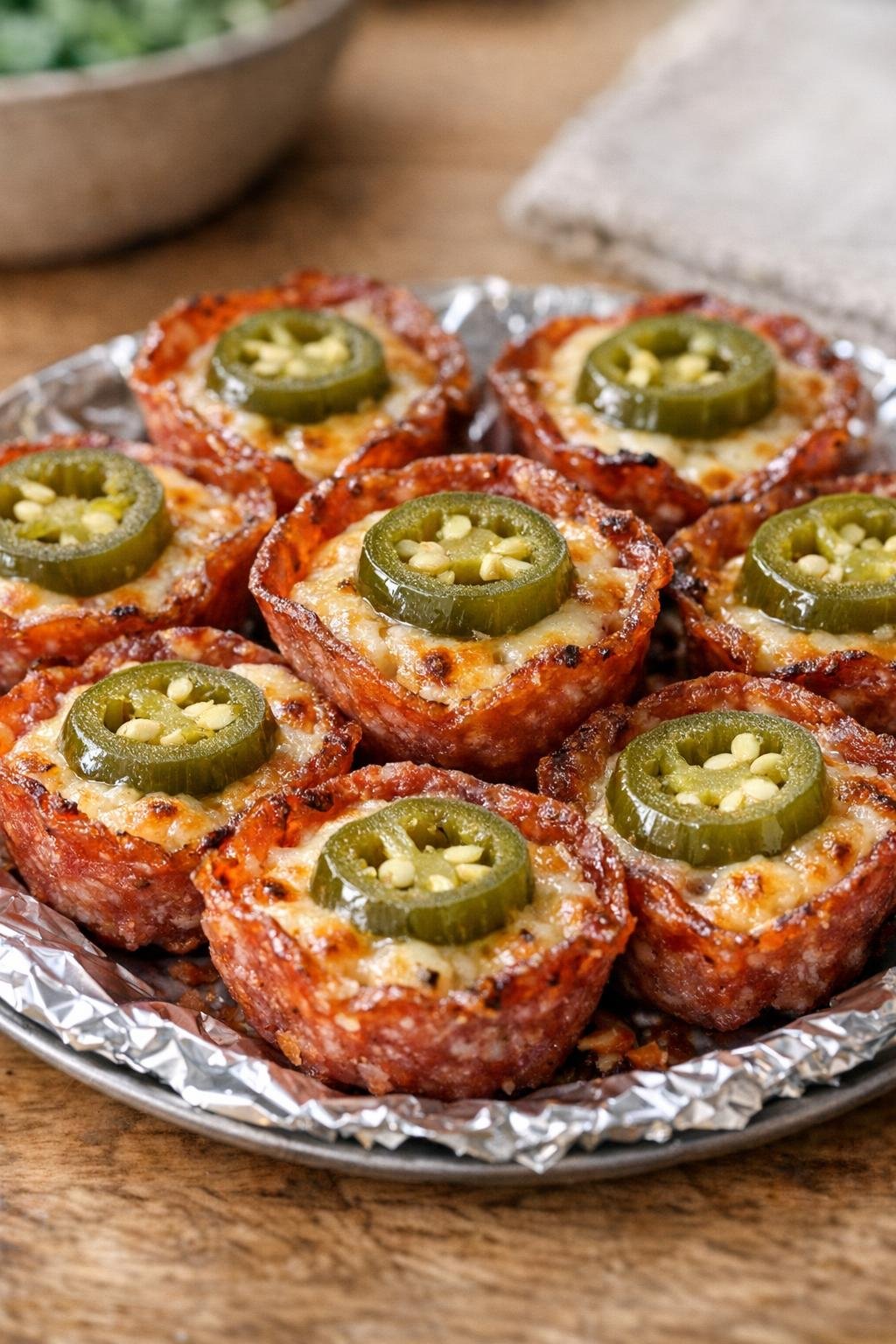 Pikantne kawałki salami z krążkami jalapeno