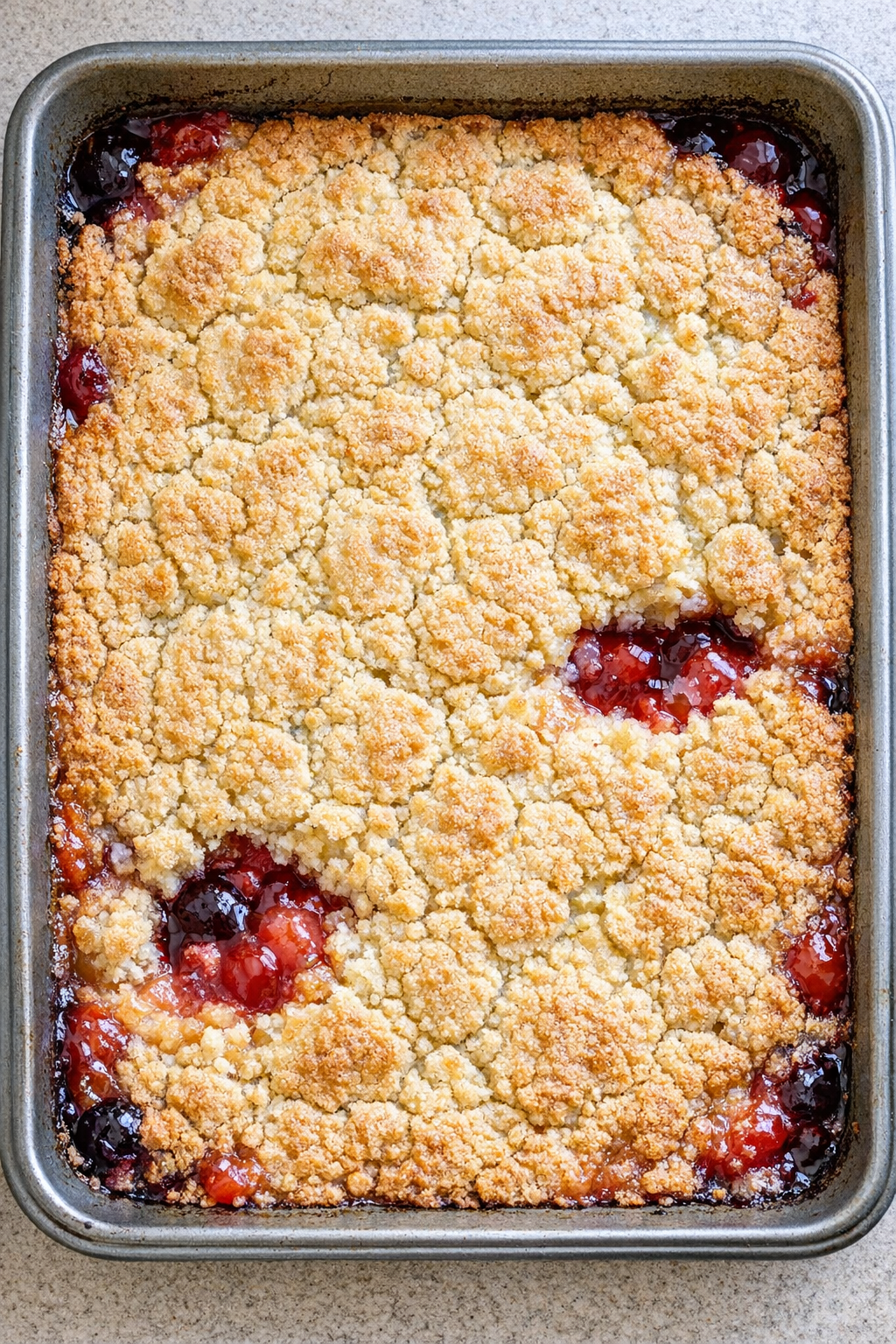 Finished baked whipped topping dessert in a 9x13 pan