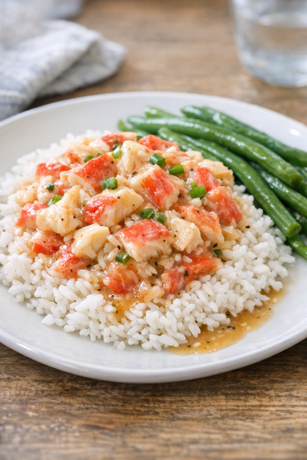 Finished imitation crab served on a plate