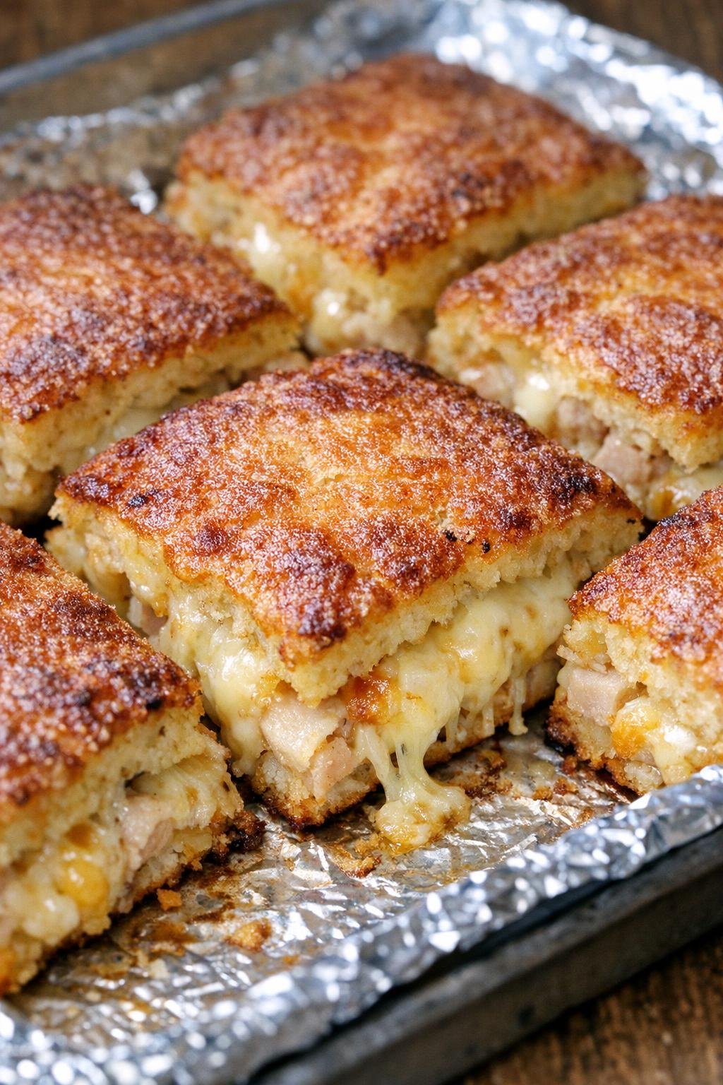 Southern 3-ingredient cheesy turkey squares fresh from the oven