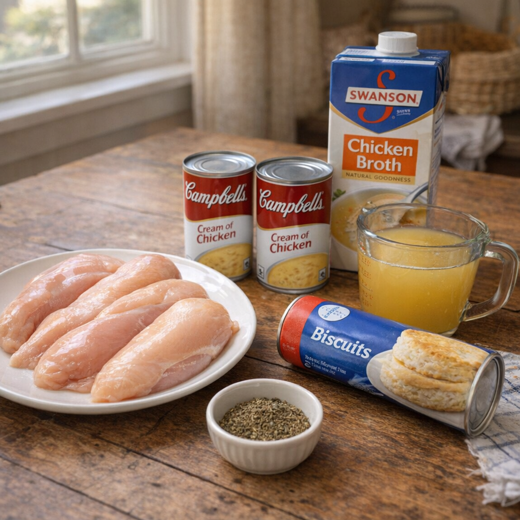 Simple ingredients arranged on a farmhouse counter