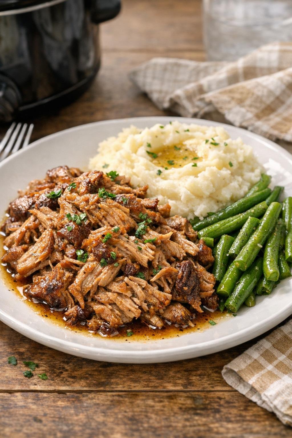 Finished pulled pork plated for supper