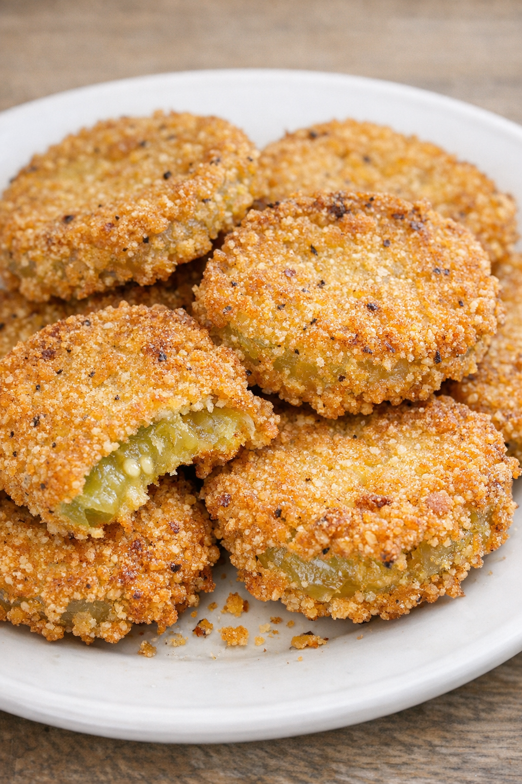 Southern fried green tomatoes on a white plate