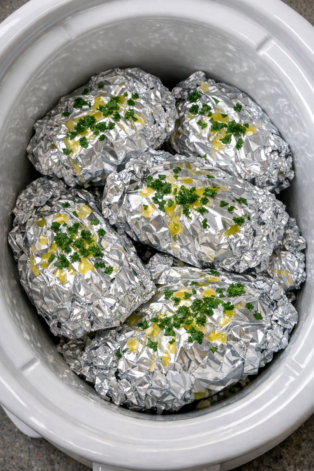 Cheesy garlic noodle packets in a slow cooker
