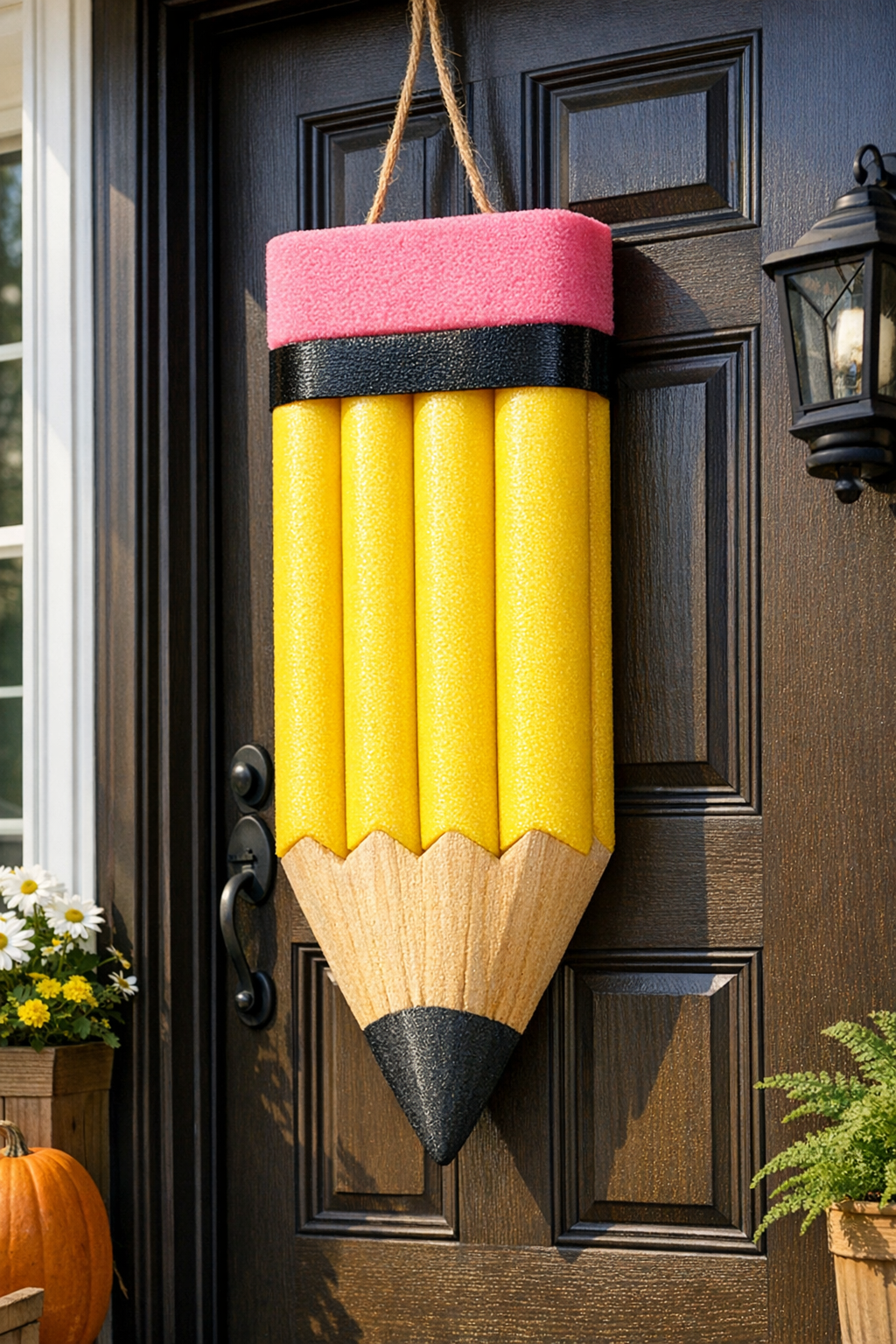 Finished giant pencil front door hanger