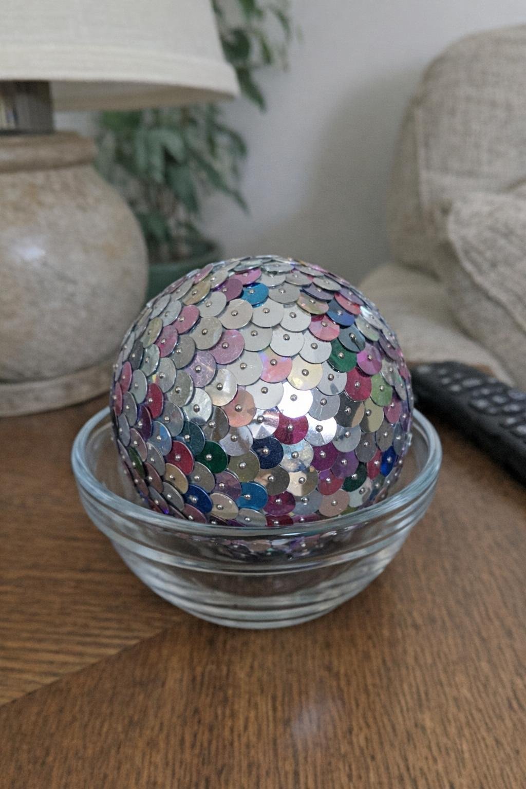 Sequin-covered decorative ball