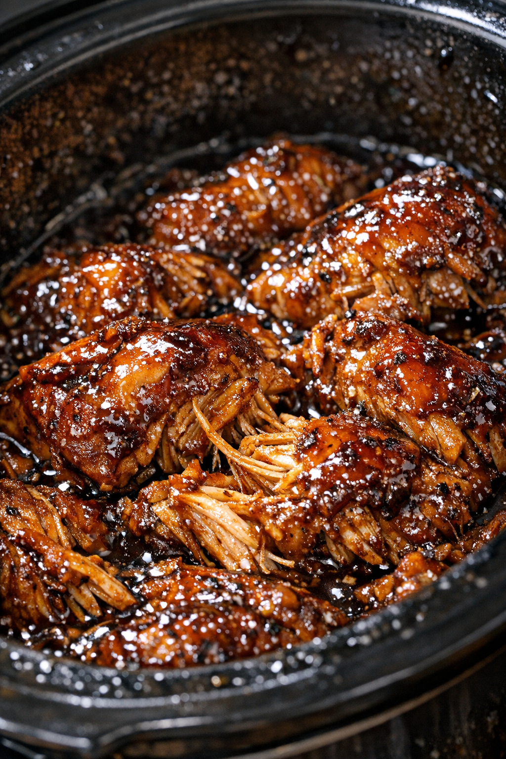 Slow cooker chicken with dark amber glaze
