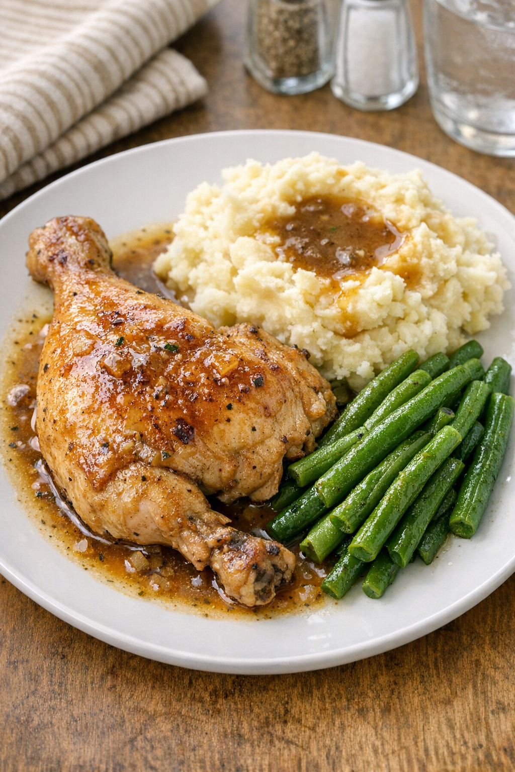 Finished slow cooker chicken plated for dinner