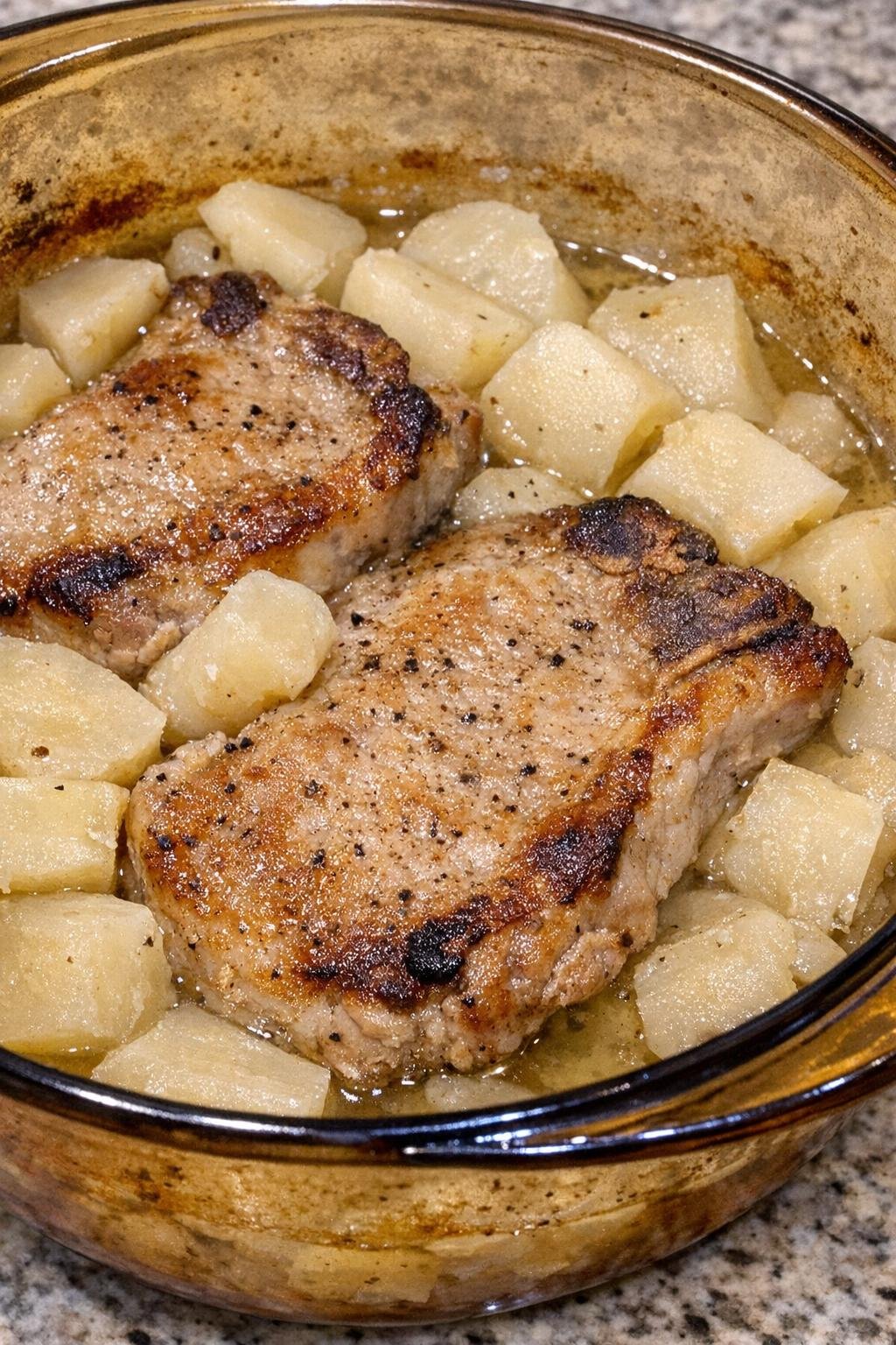 Finished pork and parsnip casserole