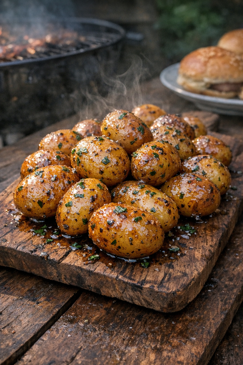 Finished plated glazed baby potatoes