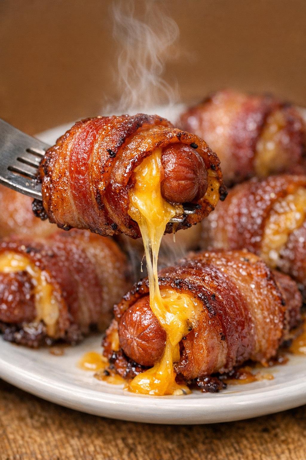 Low carb 3-ingredient bacon wentworth bombs on a white plate