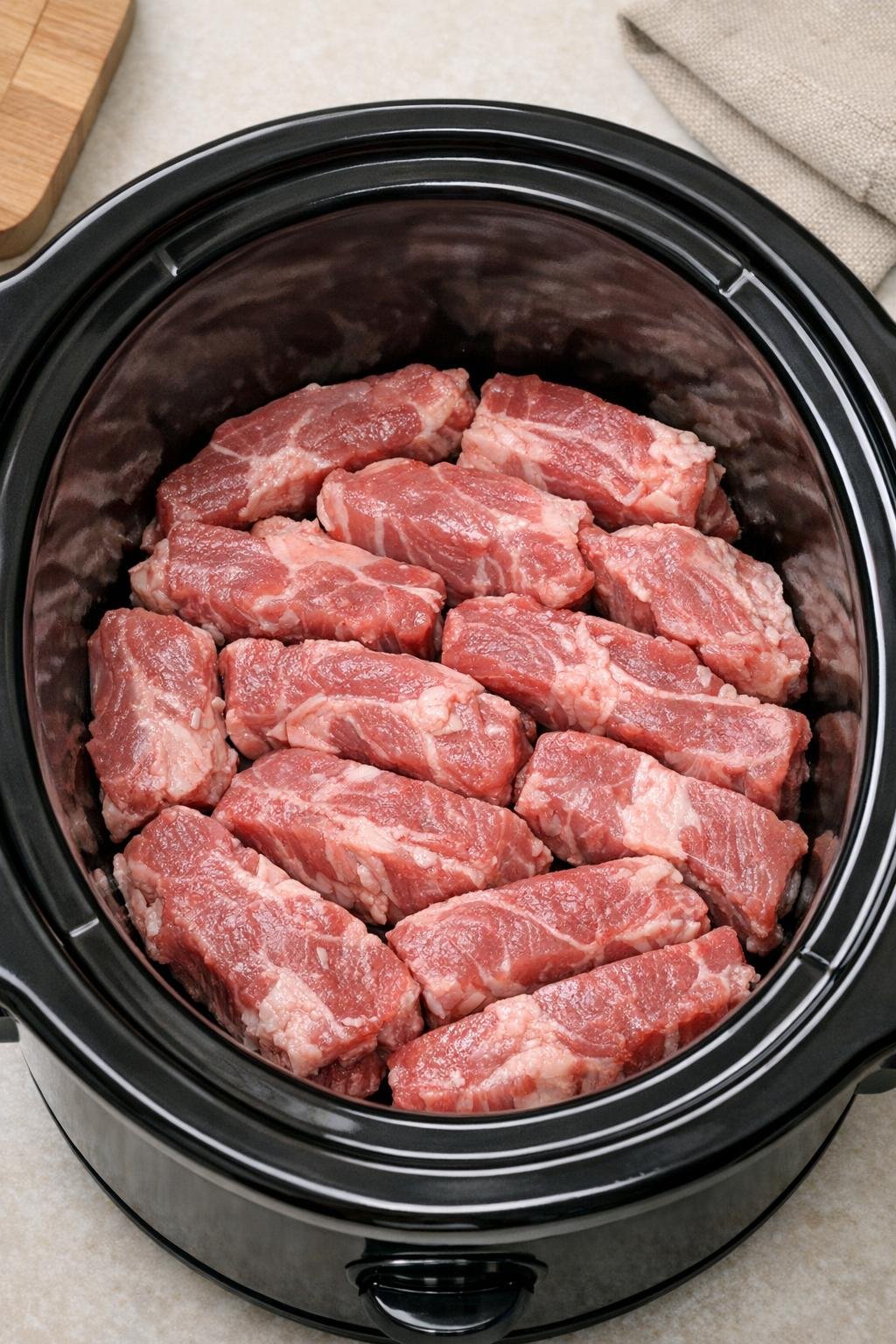 Rauwe varkensribben in de slowcooker