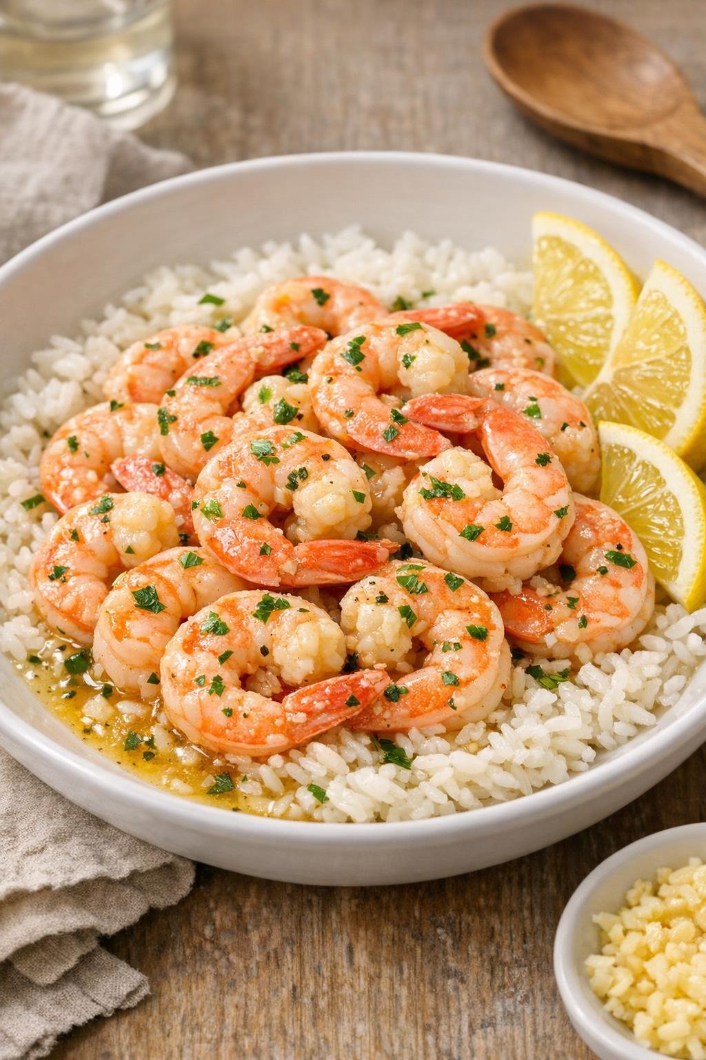Finished slow cooker shrimp in garlic butter sauce