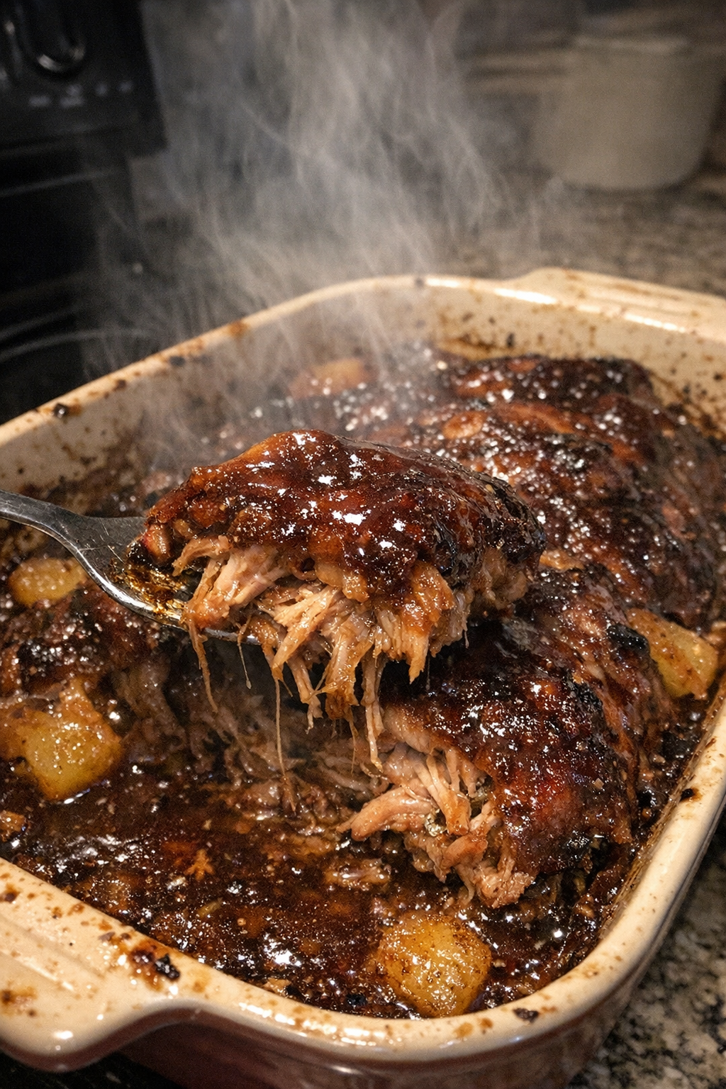 Roasted glazed casserole fresh from the oven
