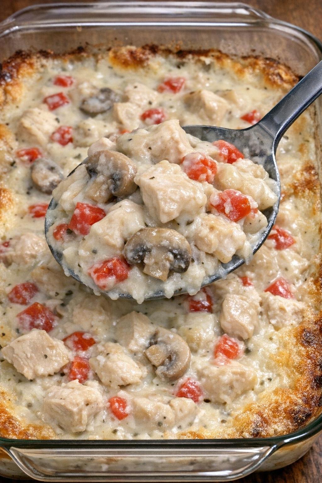Creamy chicken à la king bake fresh from the oven