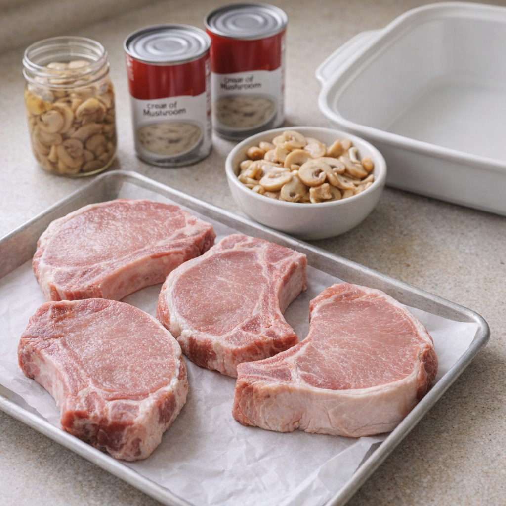 Three simple ingredients arranged on a kitchen counter