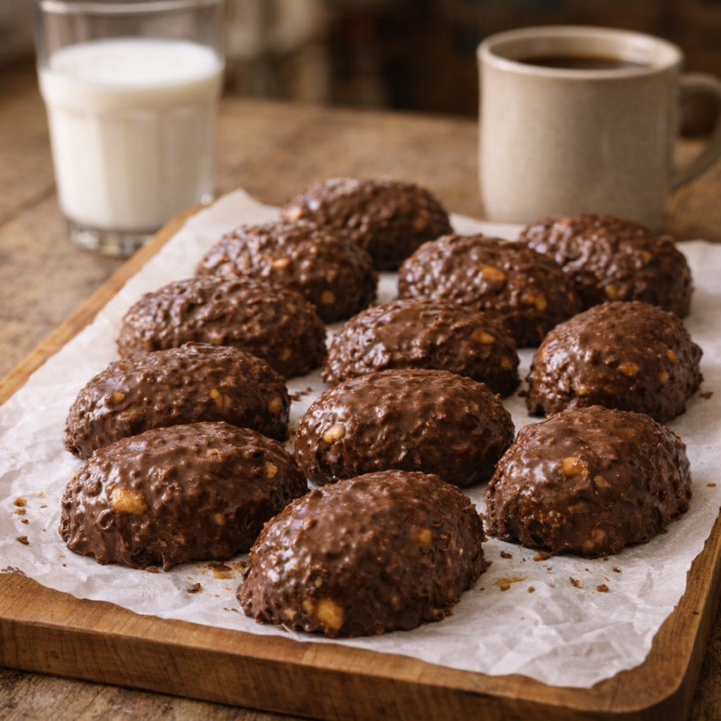 Peanut butter eggs served with milk and coffee