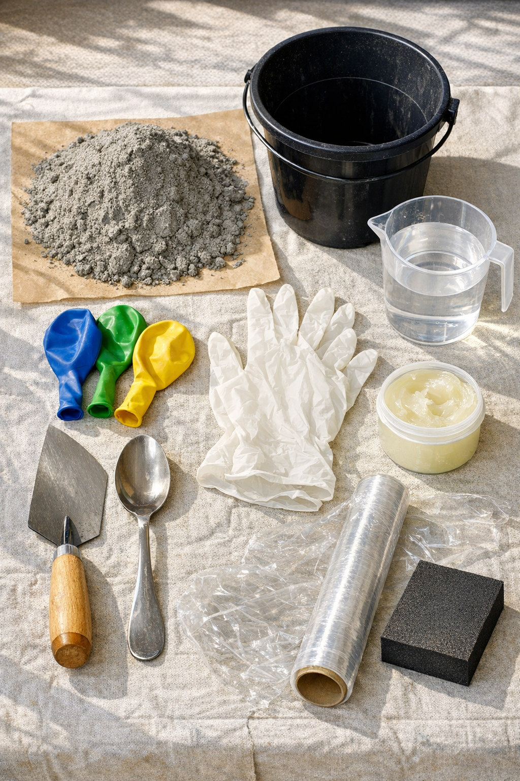 Materials for making hollow cement garden spheres