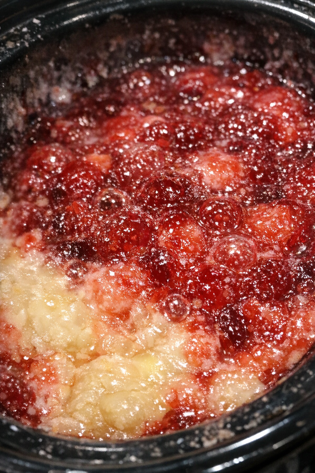 Finished slow cooker scarlet and ivory dessert