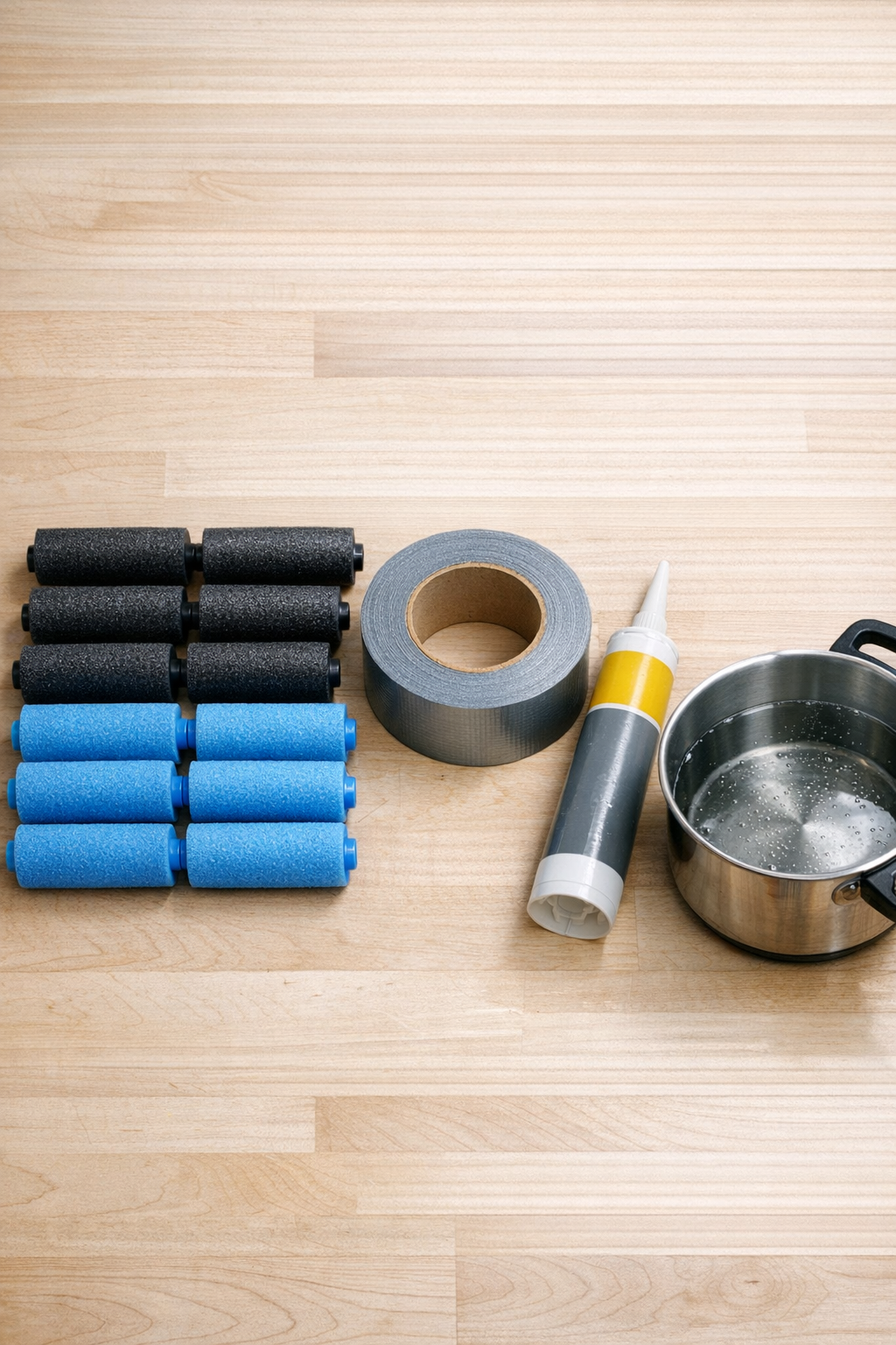 Materials laid out for homemade garage bumpers