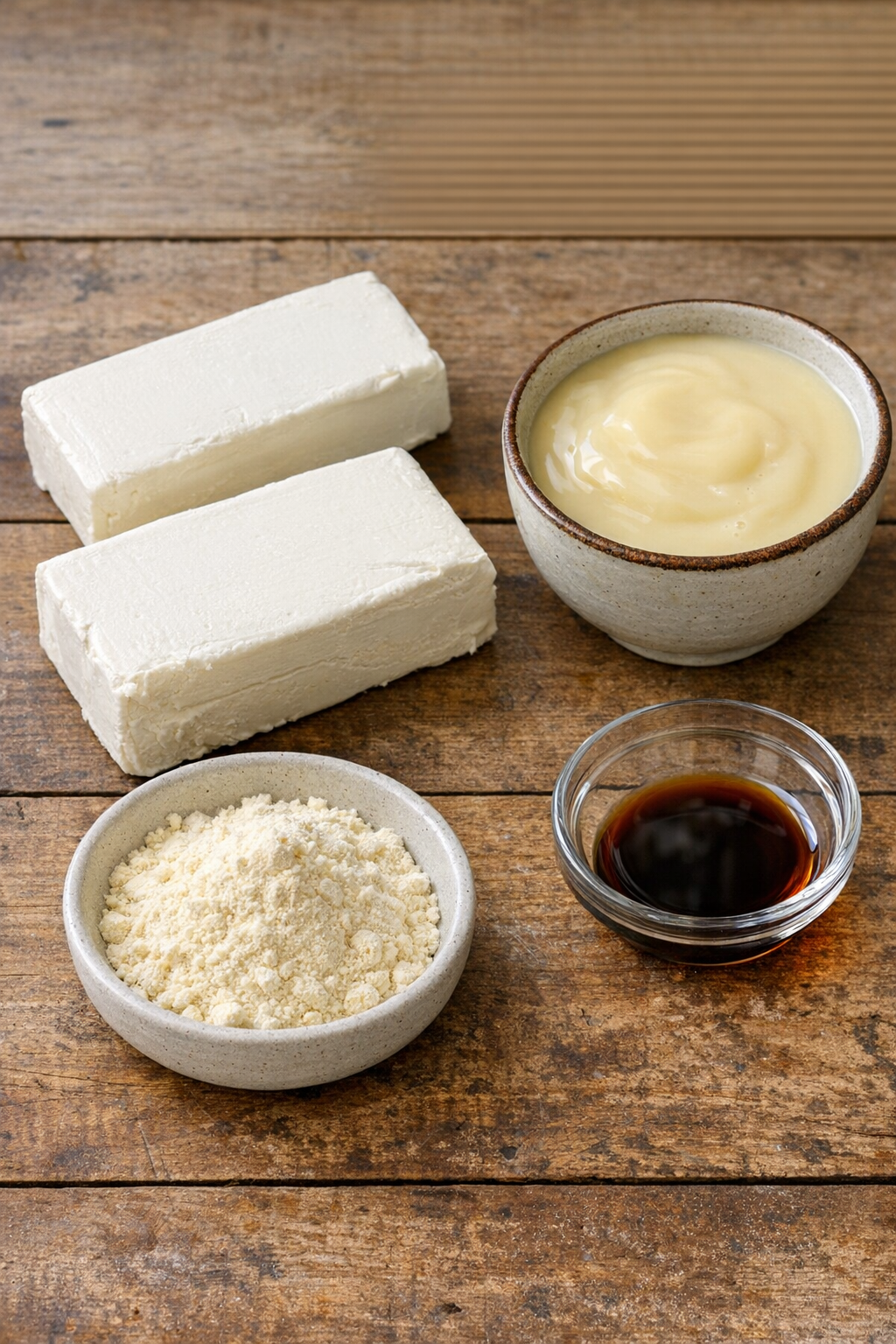 Main ingredients for slow cooker cheesecake dessert