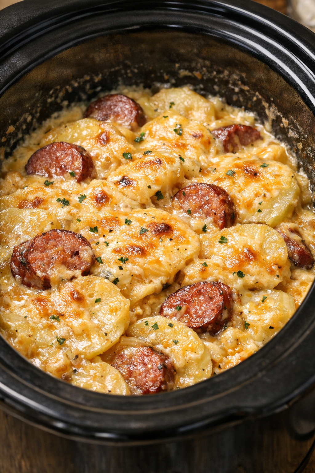 Cooked potatoes in the slow cooker