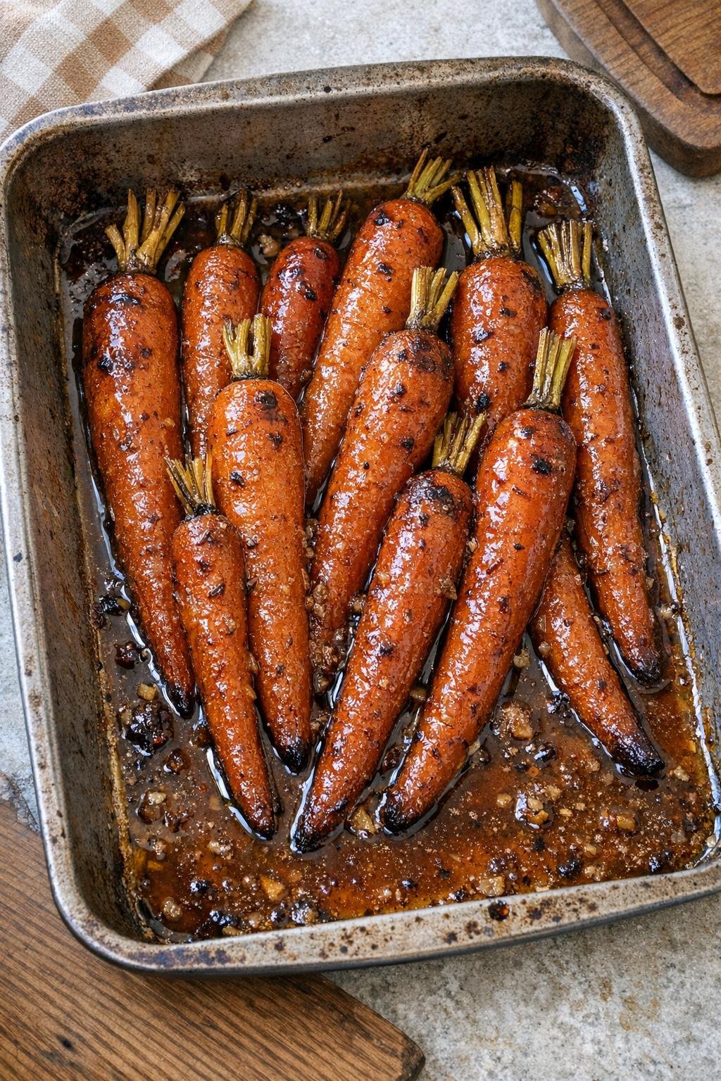 Finished baked carrot dessert in roasting pan
