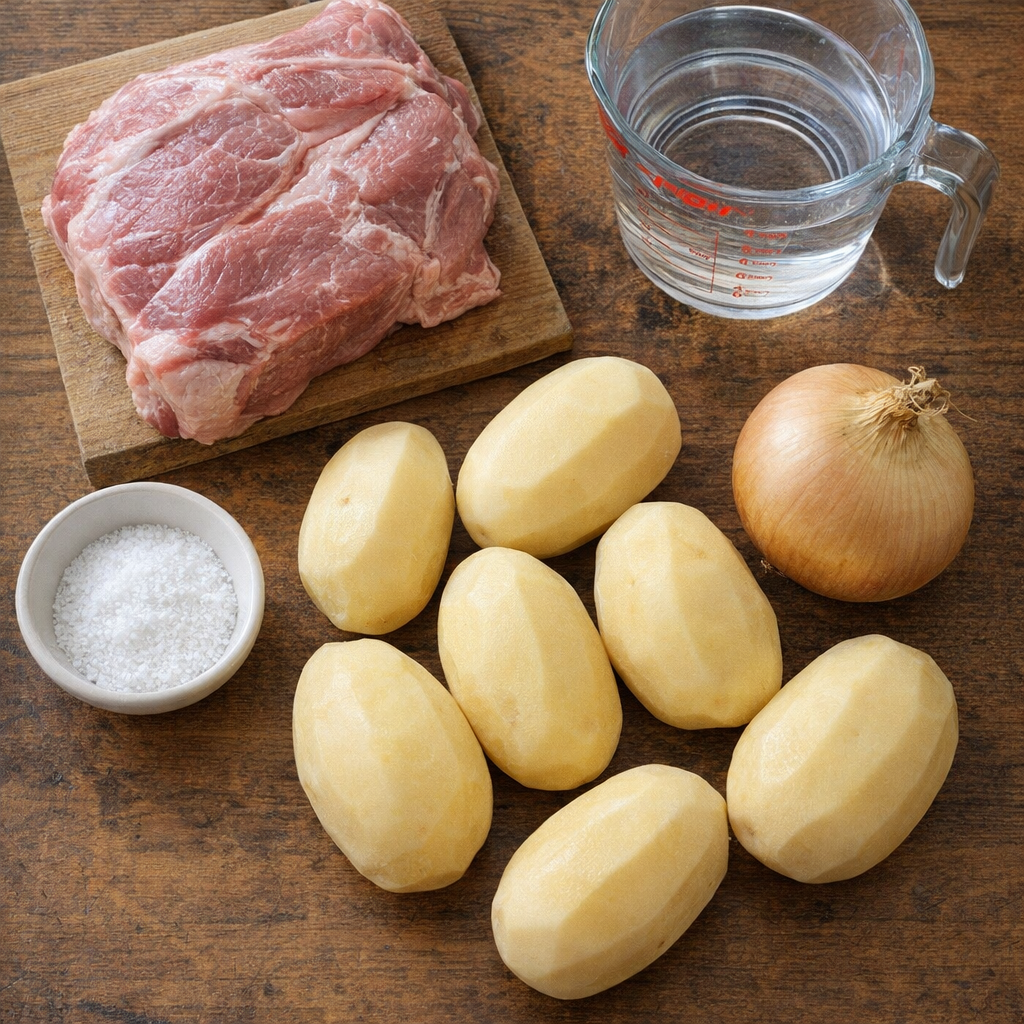 Simple pantry ingredients for pork and potatoes