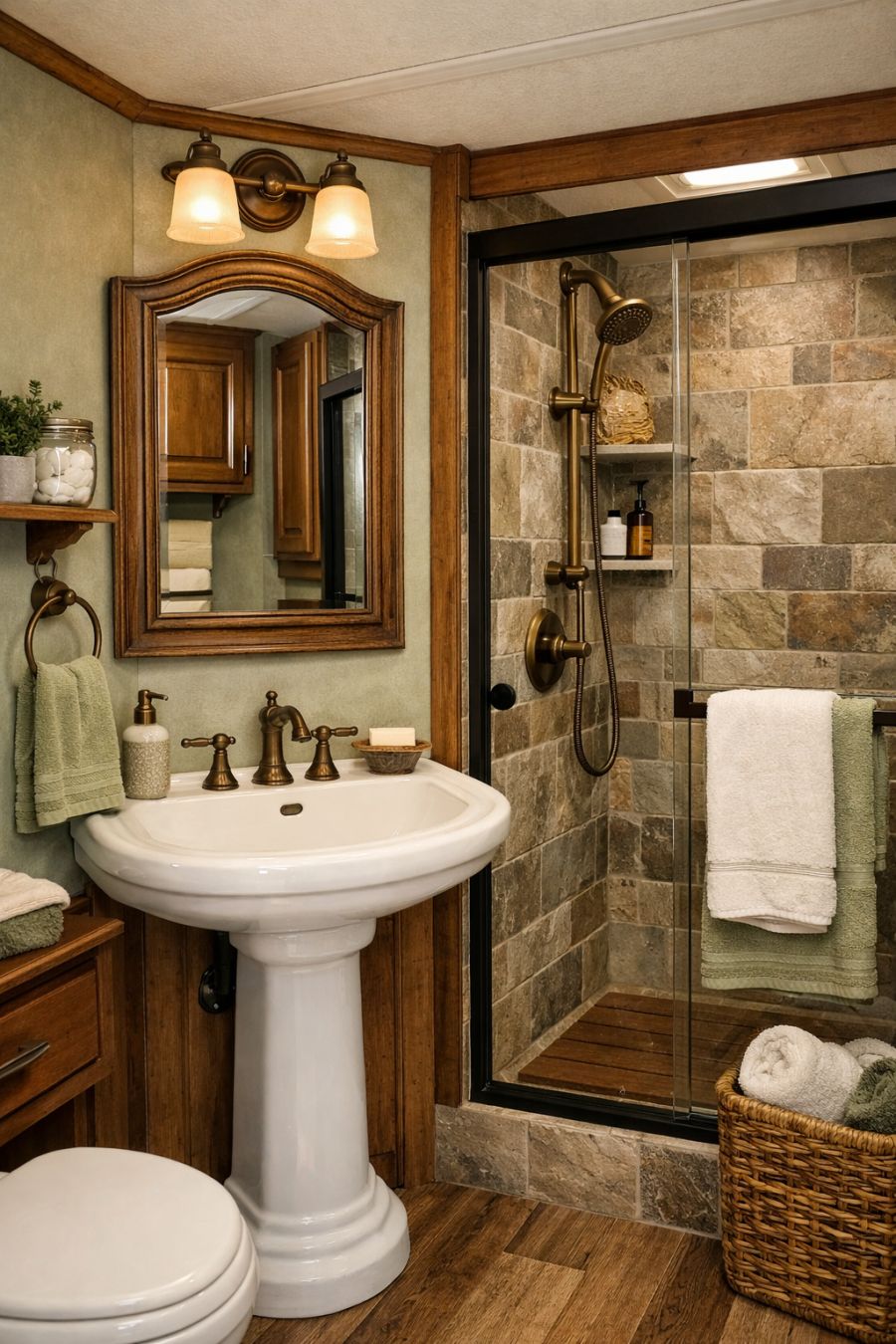 Rustic Rv Shower Peek into this rustic stone and timber cottage RV camper adorned with ...