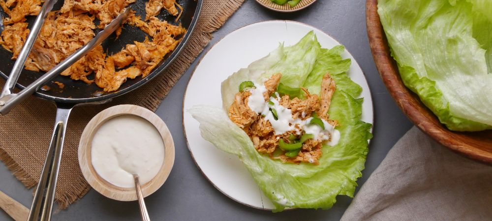 Low-carb Buffalo Chicken Lettuce Wraps Recipe and Video