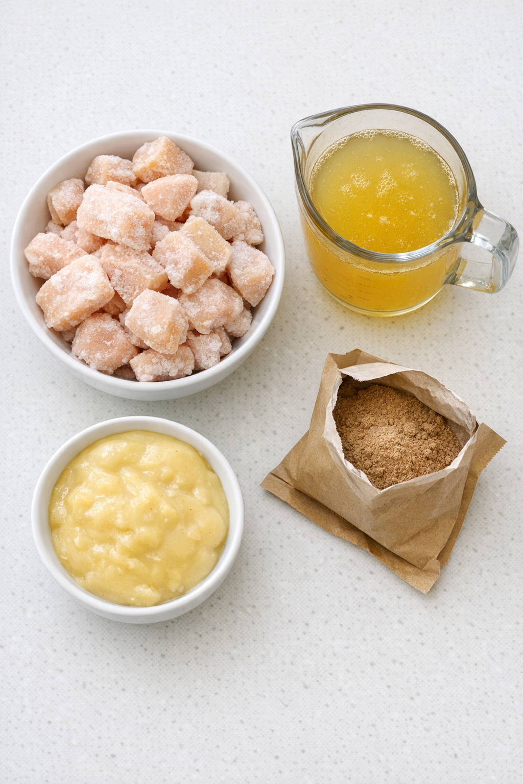 Main ingredients for slow cooker chicken dinner