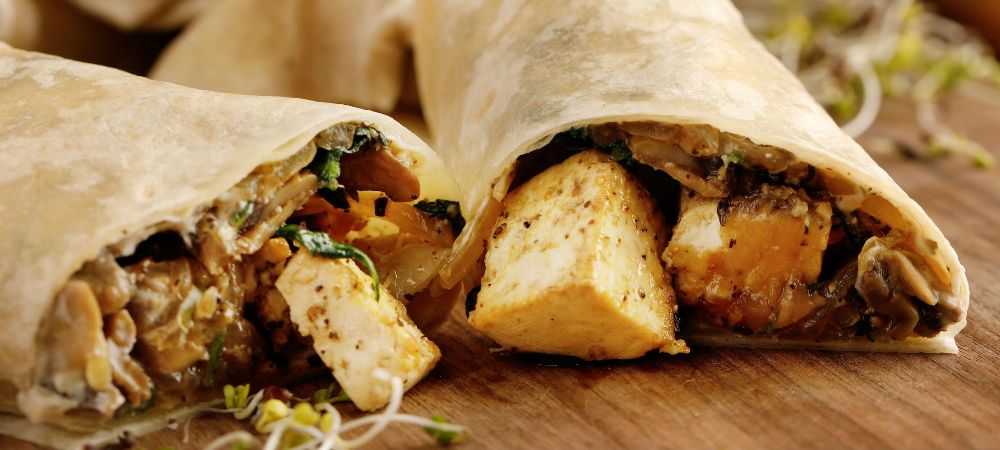Vegetarian Mushroom And Spinach Tofu Wrap Recipe and Video