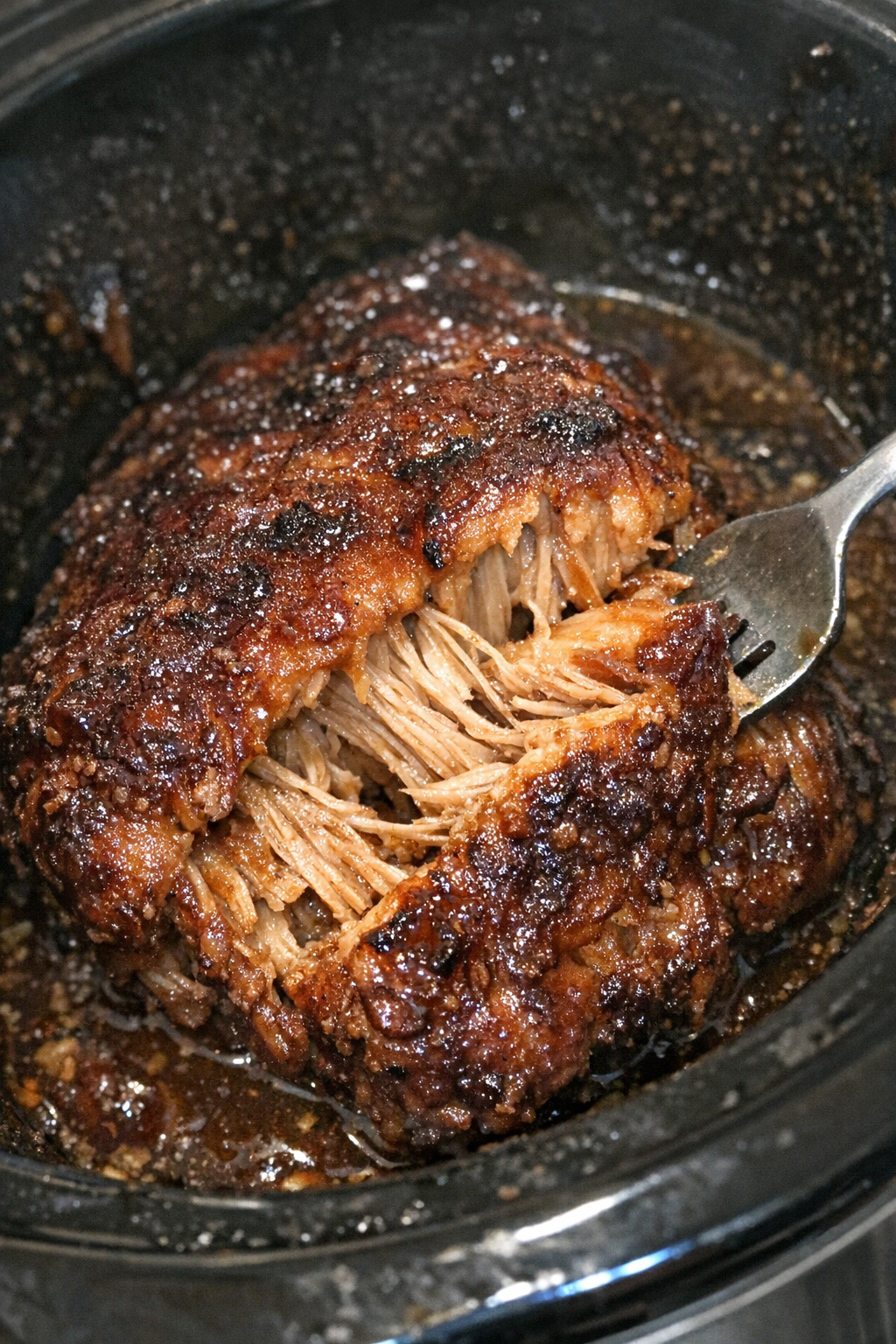 Slow-roasted glazed protein in a slow cooker