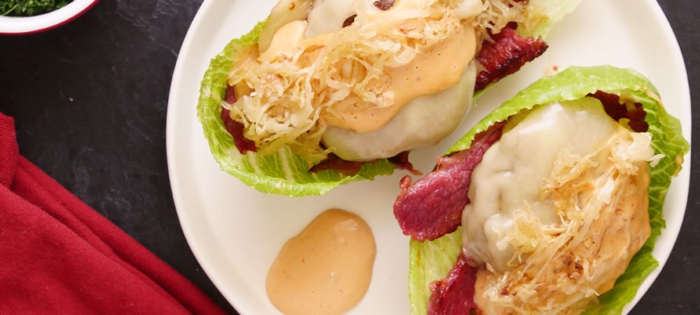 This Corned Beef Reuben Burger Recipe Is Low-carb And Has A Flavor Profile Like Nothing You've Tasted Before Recipe and Video