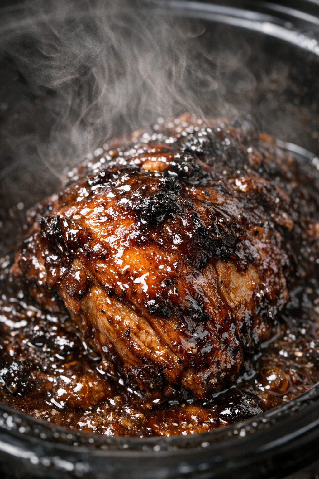 Slow cooker end of summer feast with dark glazed protein
