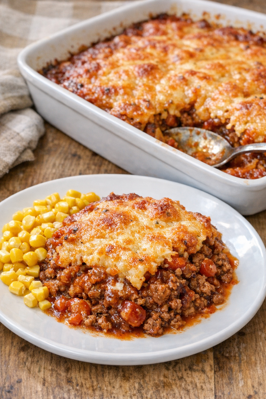 Finished sloppy joe bake plated for supper