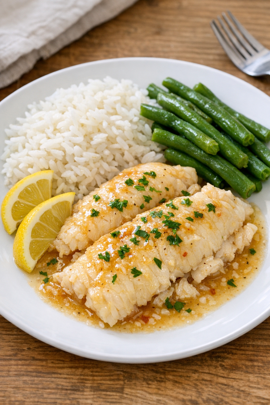 Finished plated slow cooker pollock with sauce