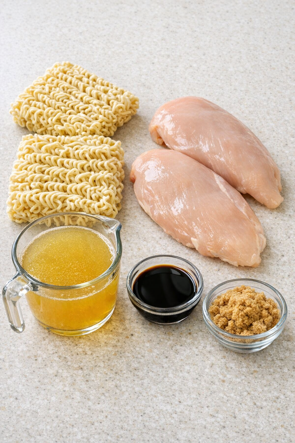 Main ingredients for slow cooker ramen