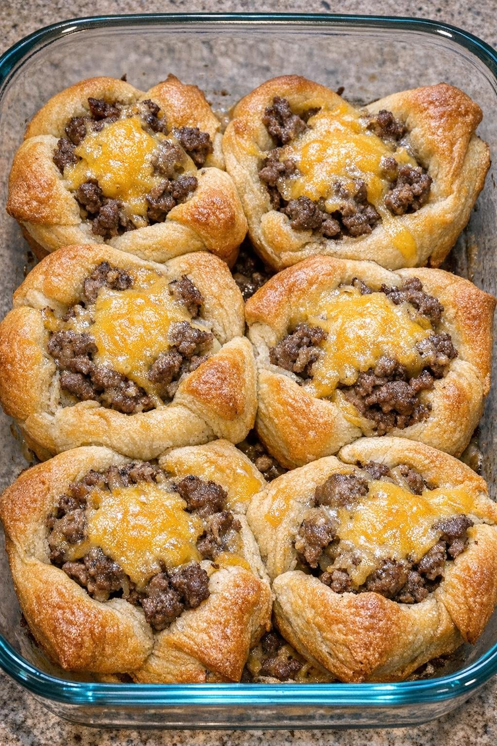 Oven baked beef crescent cups fresh from the oven