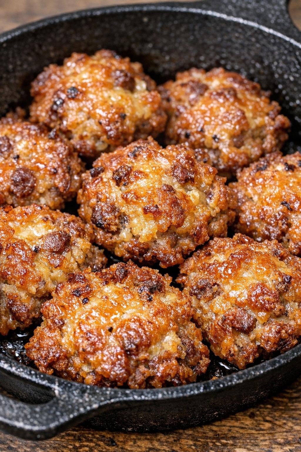 Buttery sausage fritters baked until golden