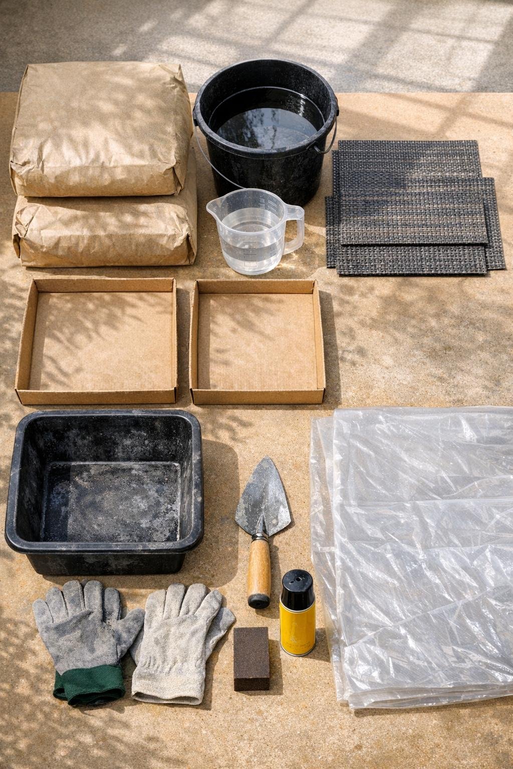 Materials for making woven-texture cement garden pavers