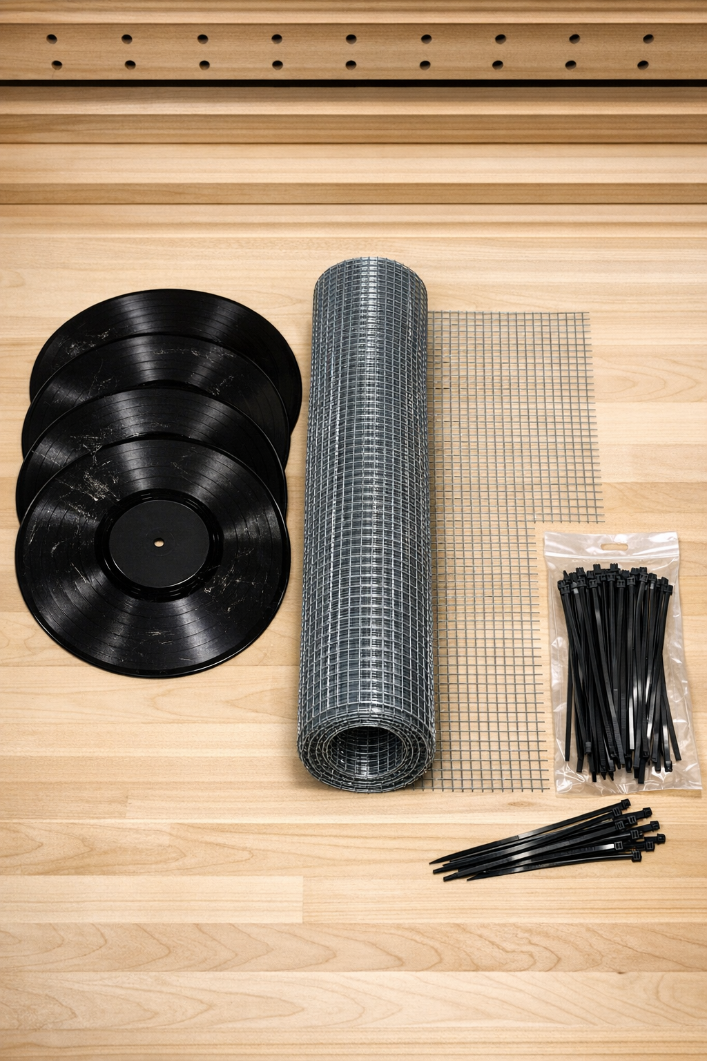 Materials for DIY vinyl record gutter guards