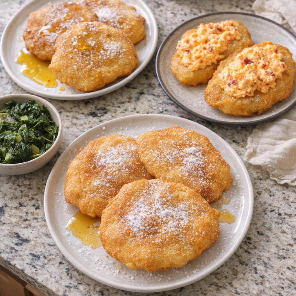 Rustic fried dough with sweet and savory topping ideas