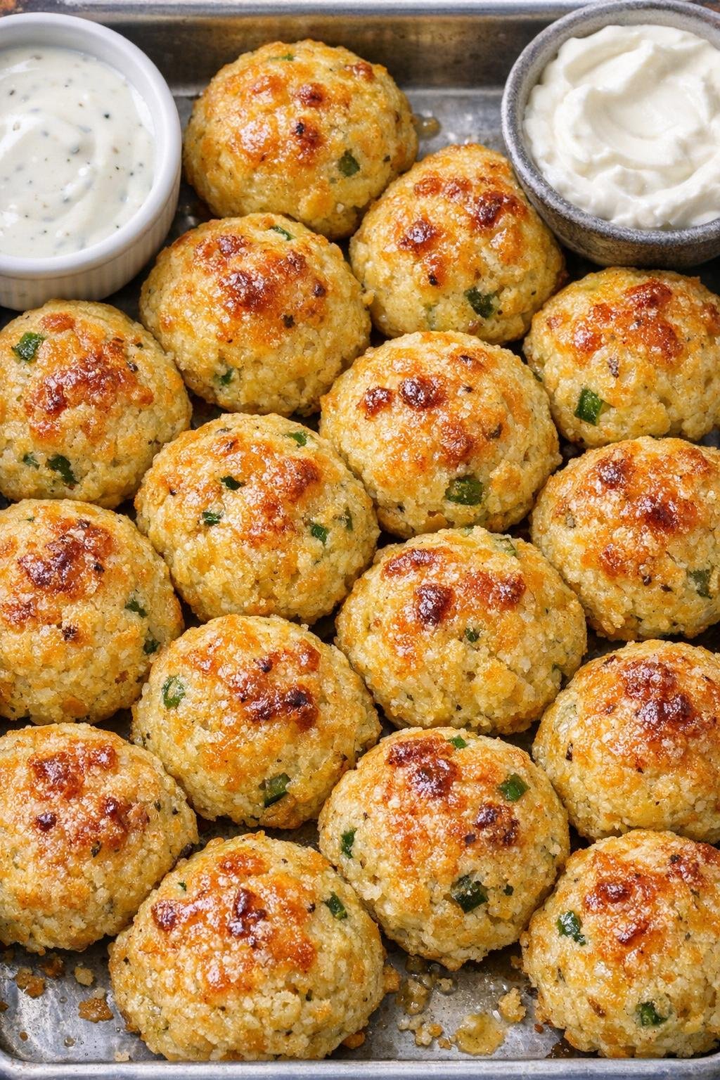 Southern 3-ingredient cheesy jalapeno balls on a serving tray