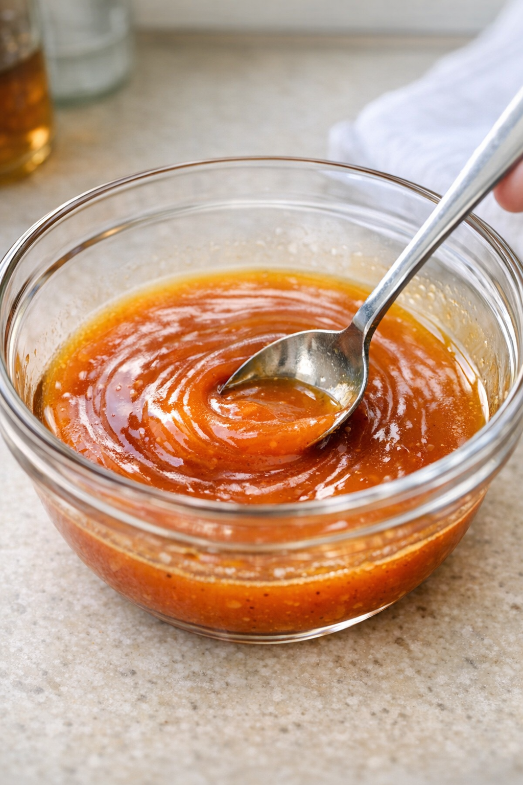 Maple syrup and French dressing mixed together