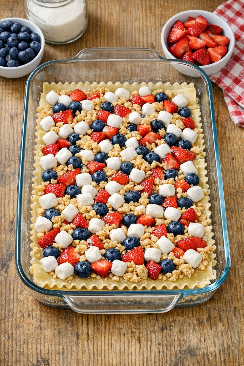 Greased casserole dish ready on the counter