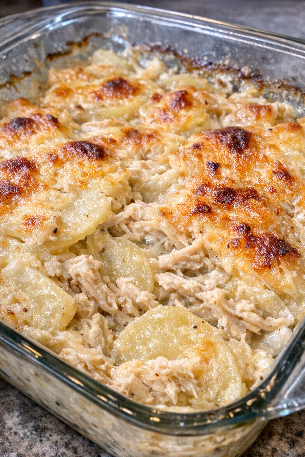 Baked chicken and potato casserole