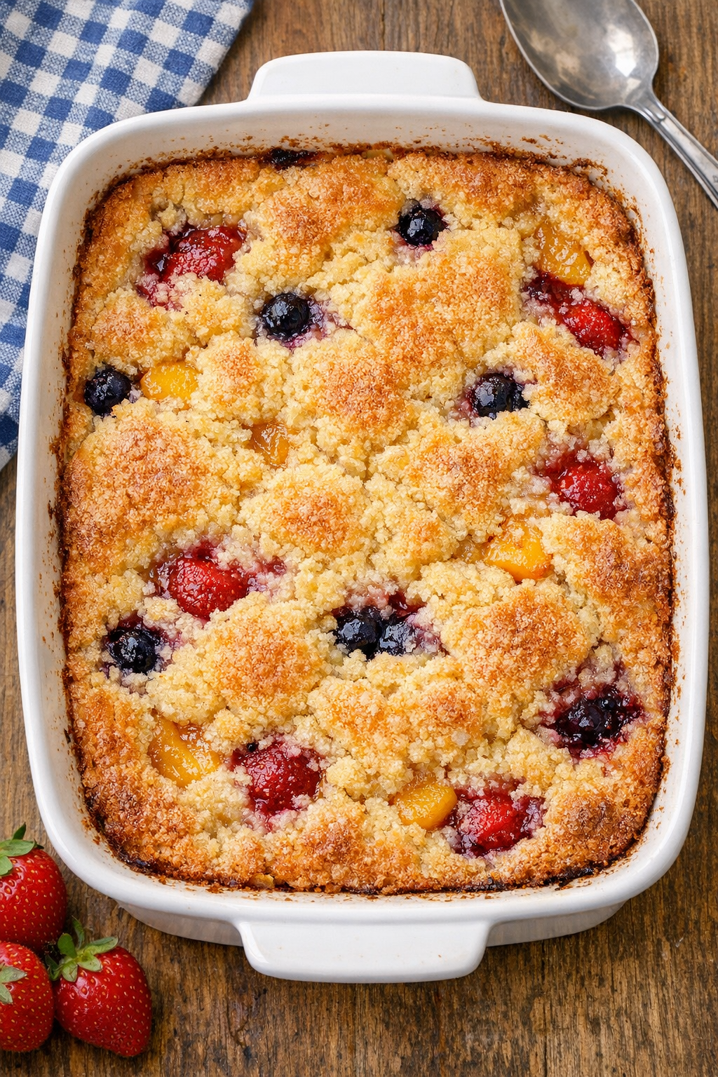 Finished cornbread summer sweet in casserole dish